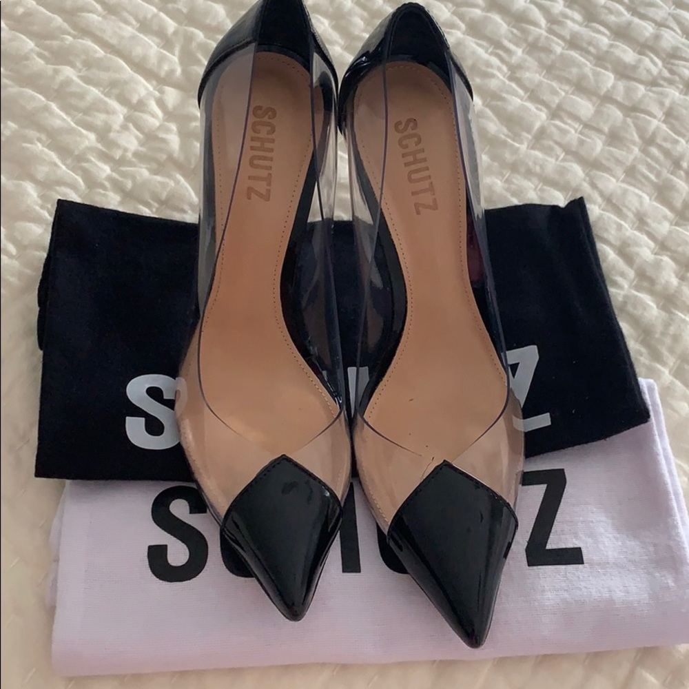 Schutz Cendi Pump Size 9 clear, vinyl & black